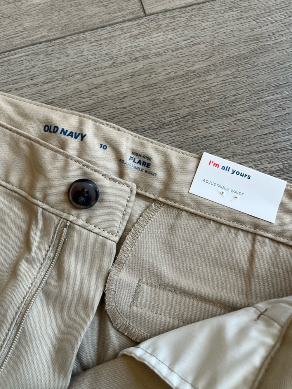 Old Navy Men's High-Rise Flare Chinos in Light Khaki